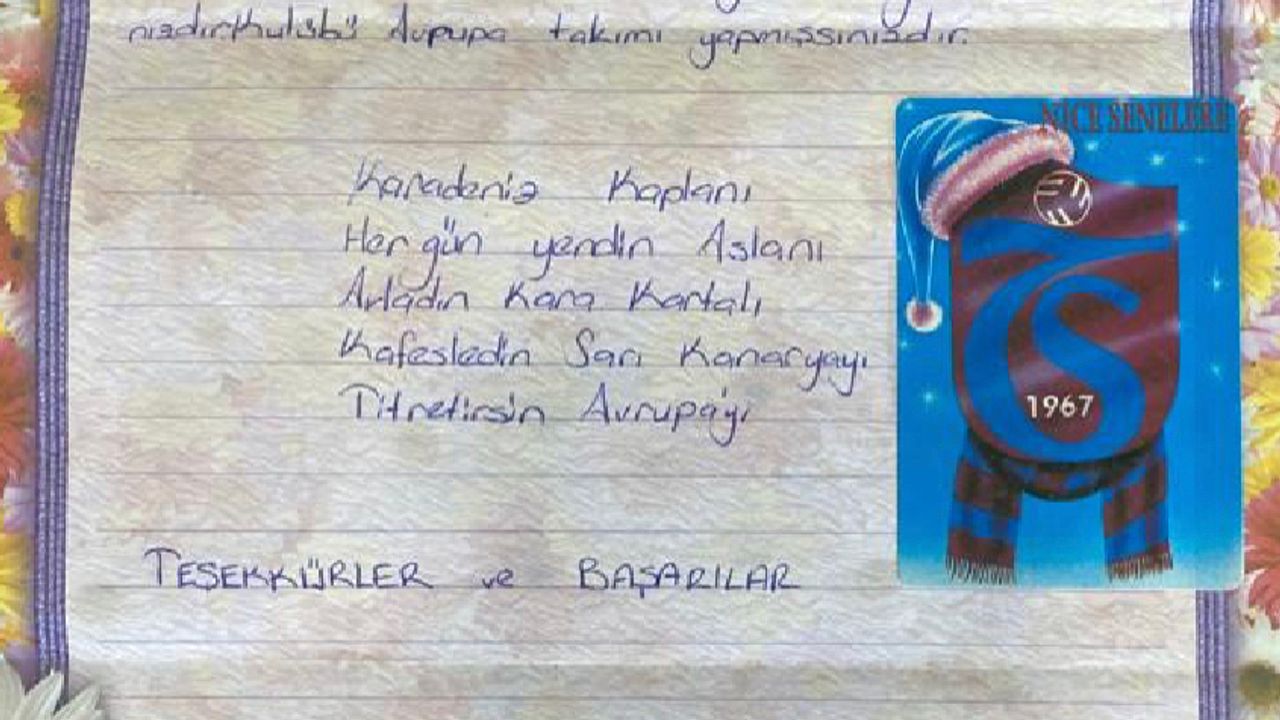 Trabzonspor taraftarının 21 yıl önce yazdığı mektup, bordo-mavili kulübe teslim edildi