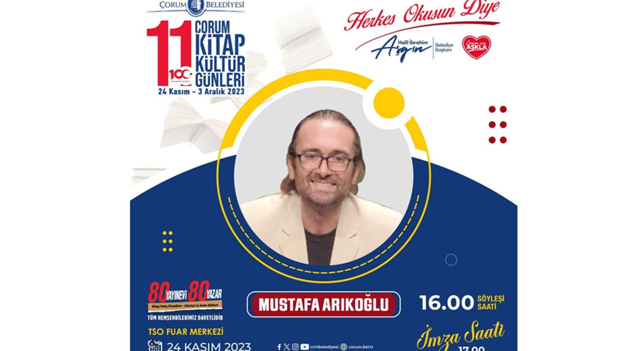 Mustafa Arıkoğlu, söyleşi ve imza programında okuyucusuyla buluşacak