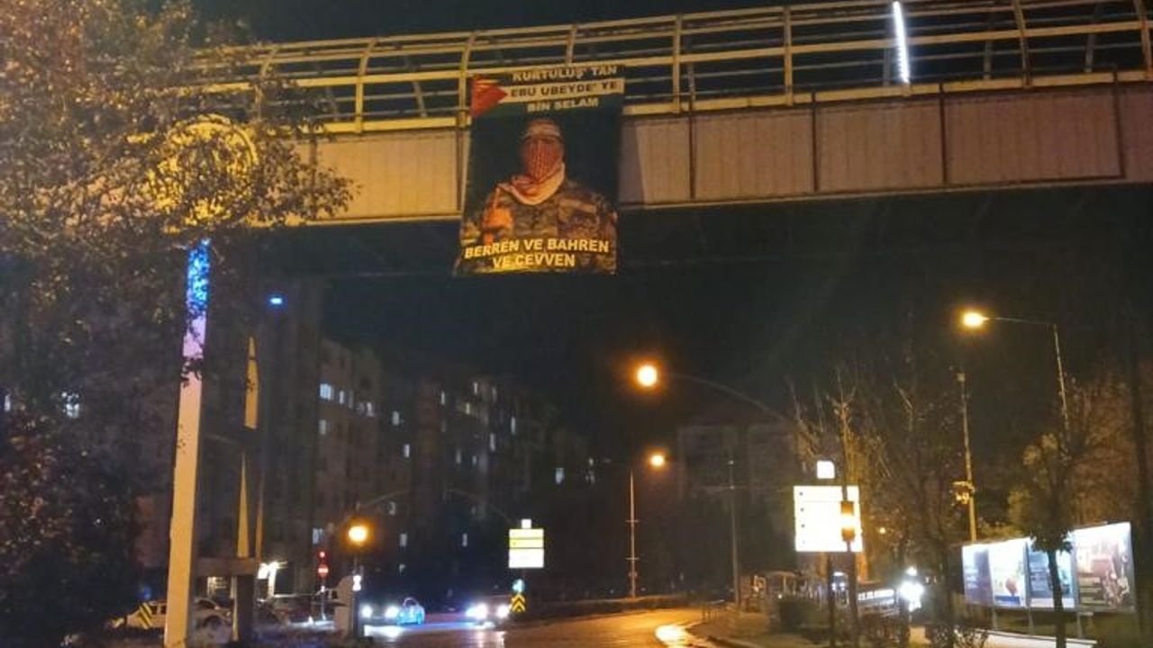 Eskişehir’de Kassam Tugayları Sözcüsü Ebu Ubeyde’nin posteri asıldı