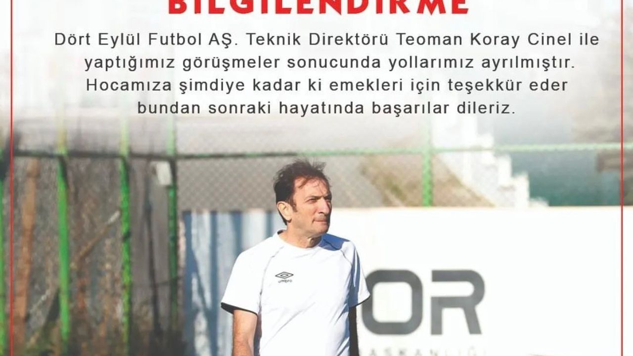 Sivas Dört Eylül Futbol’da, Teknik Direktör Teoman Koray Cinel ile yollar ayrıldı
