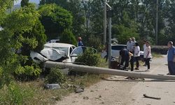 Karabük'te elektrik direğine çarpan otomobildeki 3 kişi yaralandı