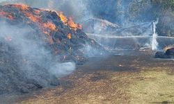 Kastamonu'da çıkan yangında 2 samanlık ile 6 bin balya saman zarar gördü
