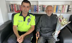 Sinop'ta polisin kayalıktan sırtında taşıyarak kurtardığı yaşlıya huzurevinde ziyaret