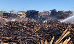 Düzce'de çıkan yangında parke fabrikasına ait ahşap malzemelerin bir kısmı yandı