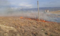Dodurga'da anız yangınını itfaiye ekipleri söndürdü