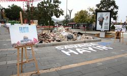 Giresun'da, Gazze'deki saldırılara temsili enkaz oluşturularak dikkat çekildi