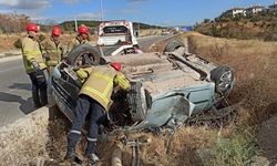 Kırıkkale-Çorum yolunda feci kaza! Otomobil takla attı