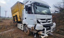 Amasya'da tarlaya giren tırın sürücüsü yaralandı