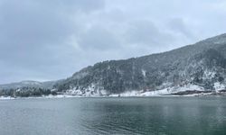 Bolu'daki Çubuk Gölü Tabiat Parkı beyaz örtüyle kaplandı