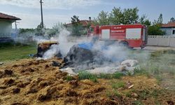 Alaca'da yangın faciası: Saman balyaları alev alev yandı!