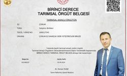 Çorum’a Birinci Derece Tarımsal Örgüt belgesi