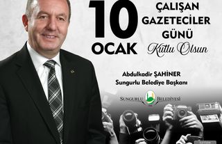 Sungurlu Belediyesi 10 Ocak Çalışan Gazeteciler Günü kutlama ilanı