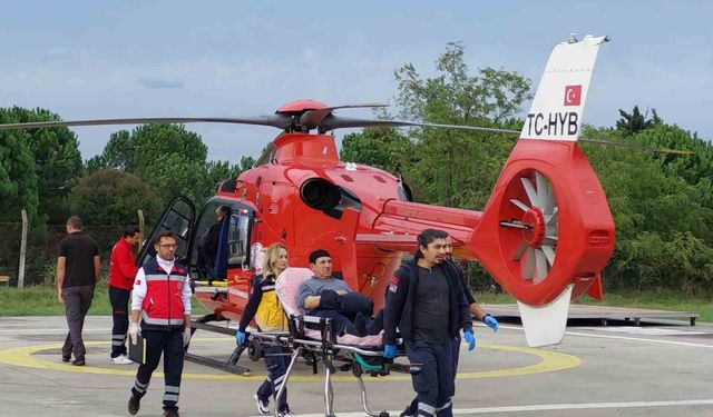 Kalp krizi geçiren vatandaş için ambulans helikopter havalandı