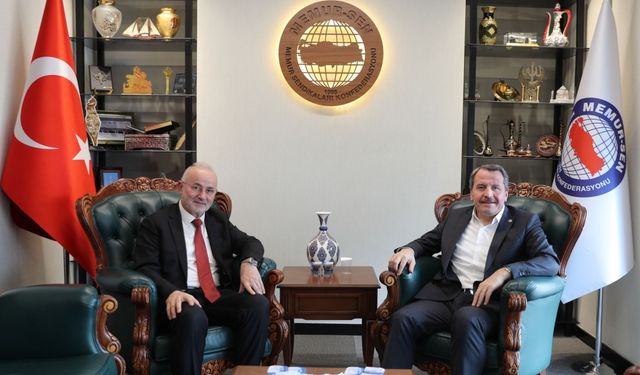 OMÜ Rektörü Ünal Memur-Sen Genel Başkanı Yalçın'ı ziyaret etti