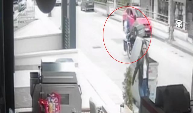 Çorum'da motosikletin yayaya çarptığı kaza güvenlik kamerasında