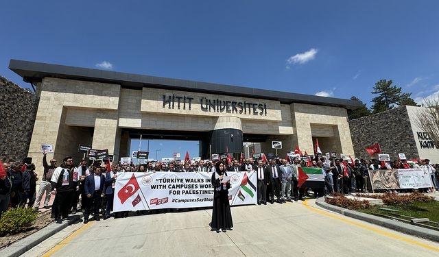 Çorum'da Hitit Üniversitesi öğrencileri Gazze için ayakta!