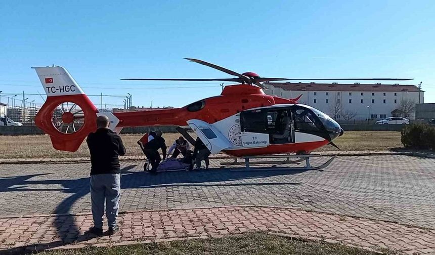 Ambulans helikopter ayağı ampute edilen hasta için havalandı