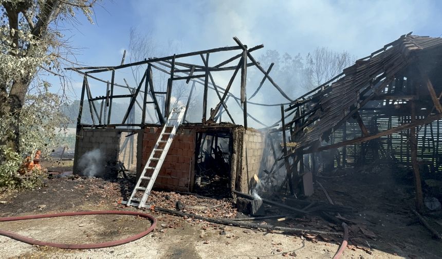Düzce'de ev ve eklentilerine sıçrayan anız yangını itfaiye ekiplerince söndürüldü